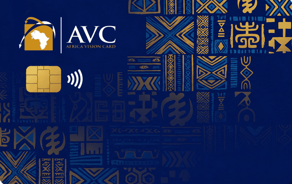 Africa Vision Card, blue with gold patterns
